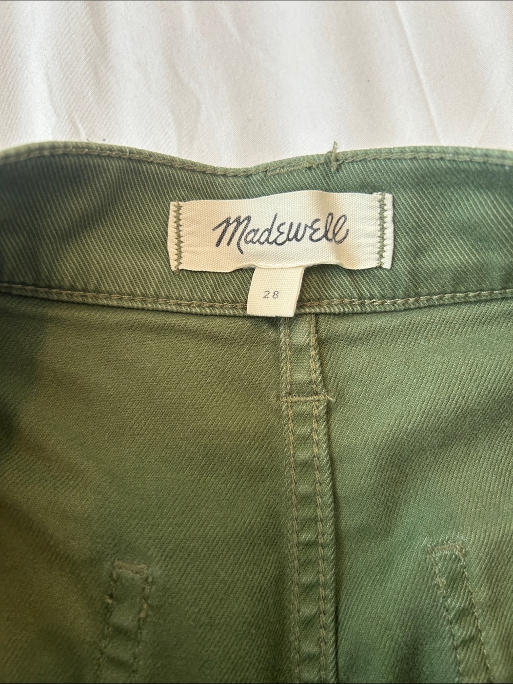 Madewell High-Waist Olive Green Shorts - Picture 3 of 3